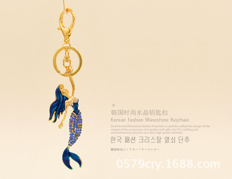 Wholesale mermaid diamond alloy keychain